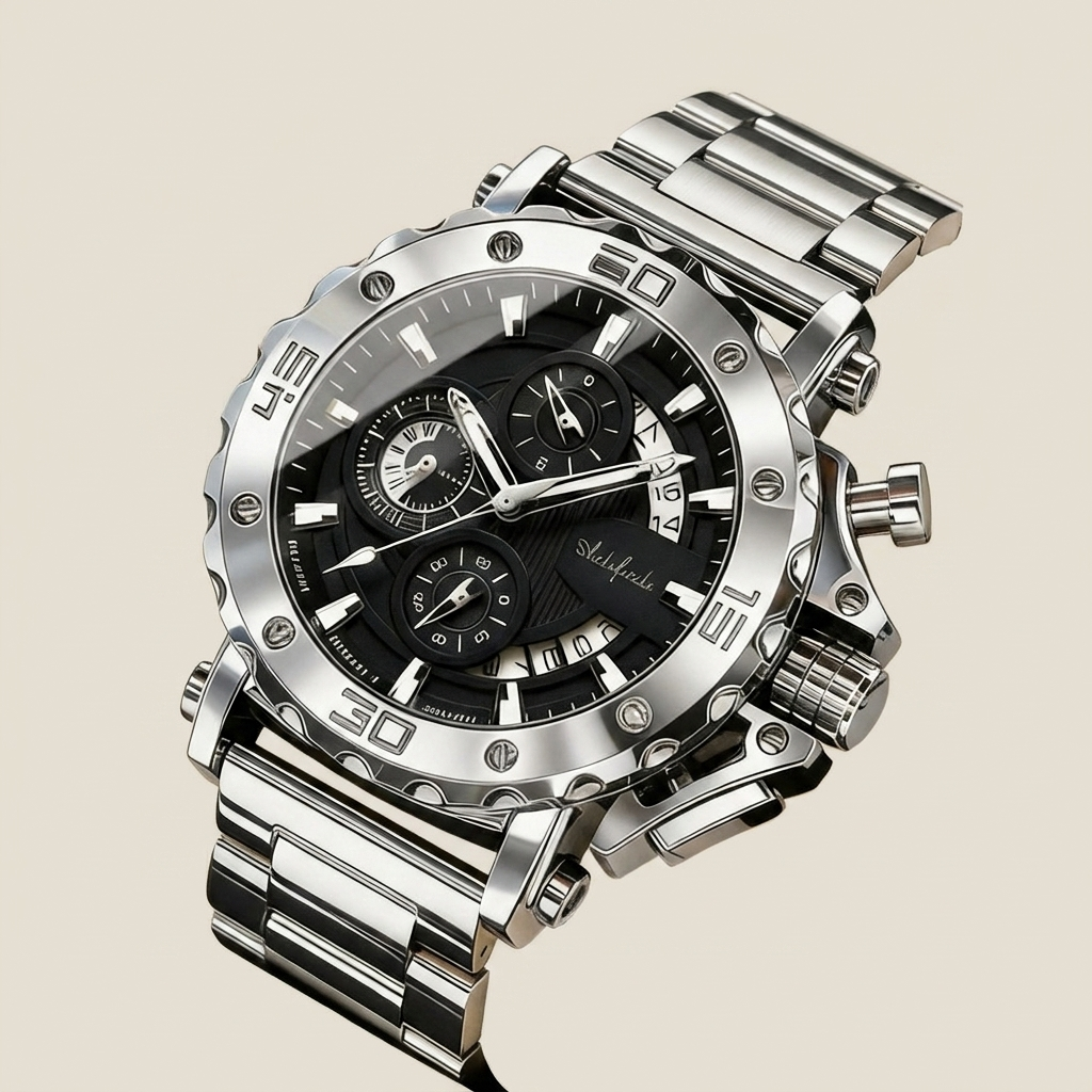 Stainless Steel Round Quartz Luminous Hands Water Resistant Men’s Watch